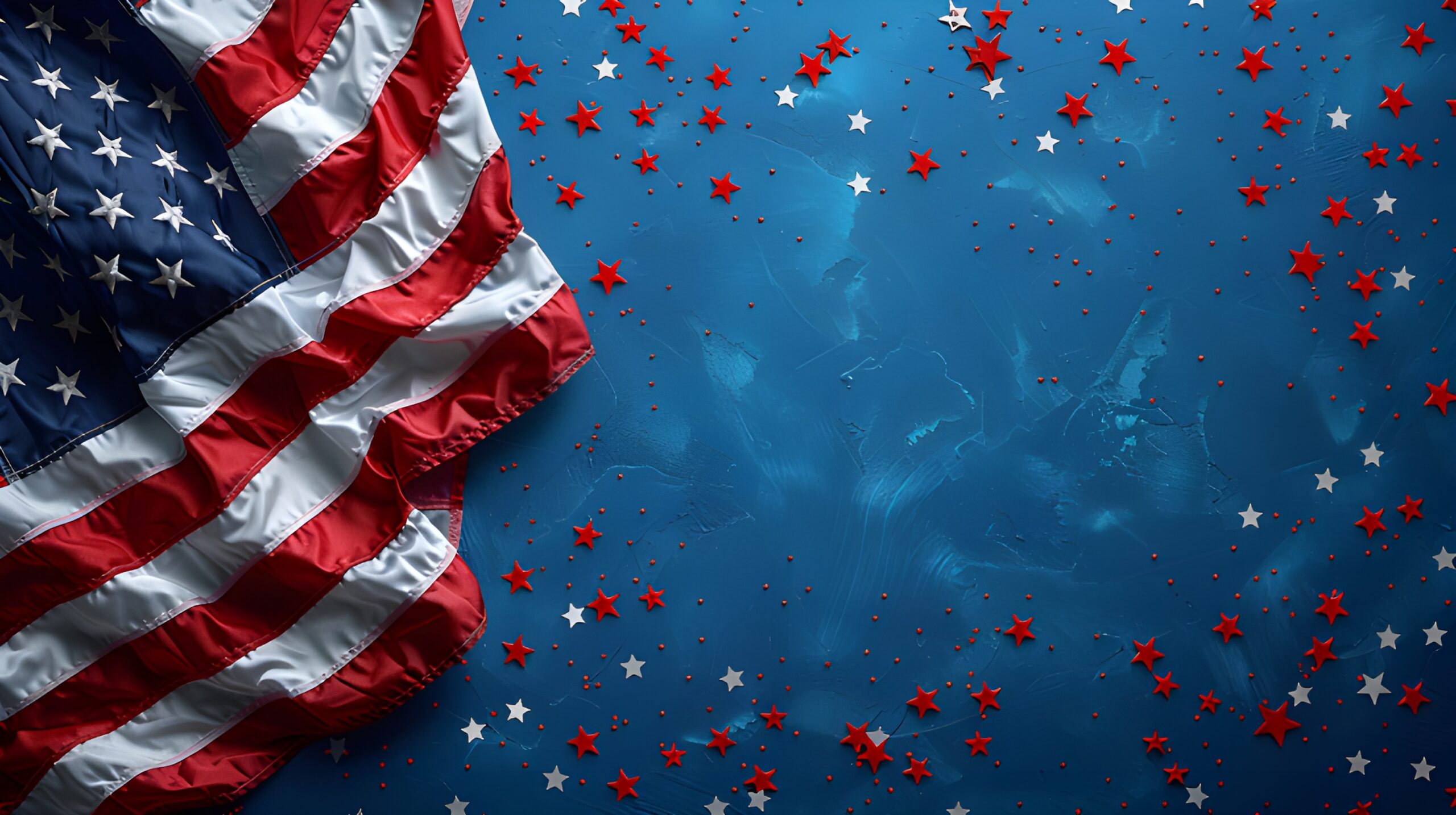 Patriotic Confetti and Flag: Fourth of July Vibes