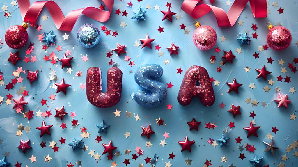 A Festive Display of USA Letter Balloons and Decorations