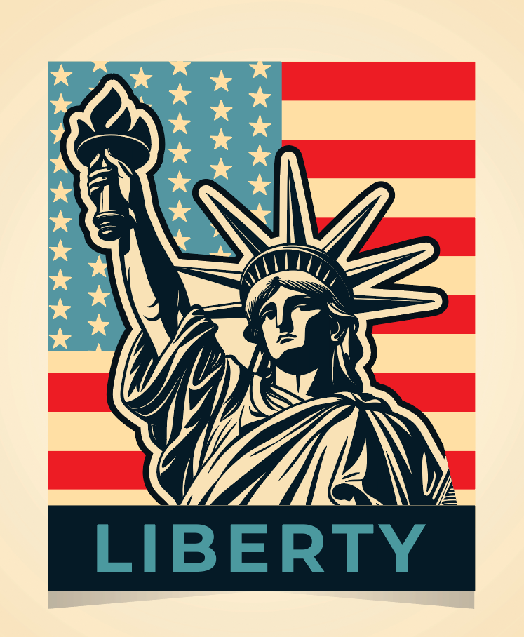 Vector illustration of the statue of liberty  4th american independence day