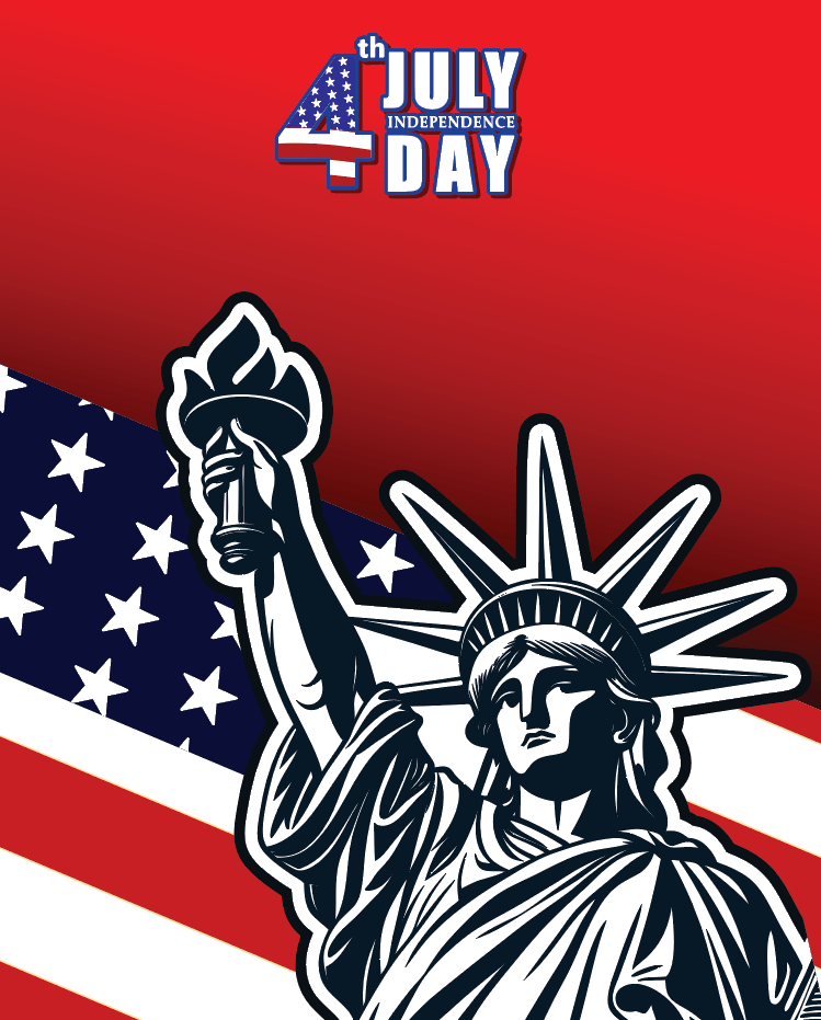 Vector illustration of the statue of liberty with the theme of 4th american independence day