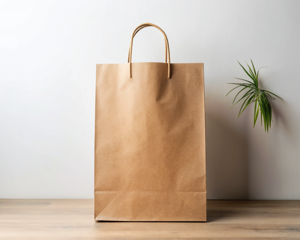 Eco-Friendly Shopping Bag Mockup on Wooden Table