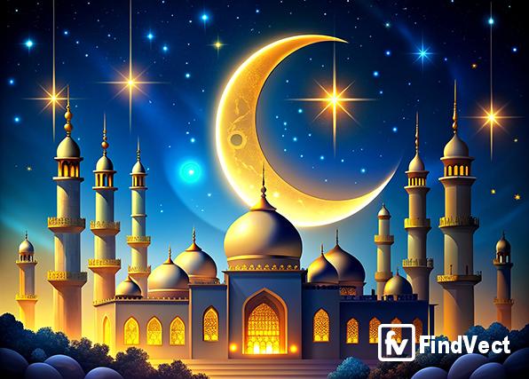 The sparkling stars decorate the magnificent mosque