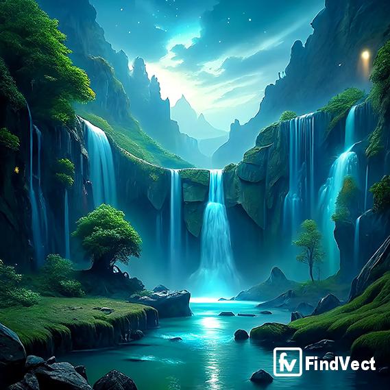 Waterfall Landscape painting