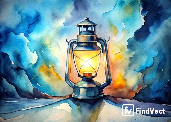 light from a lantern at night watercolor