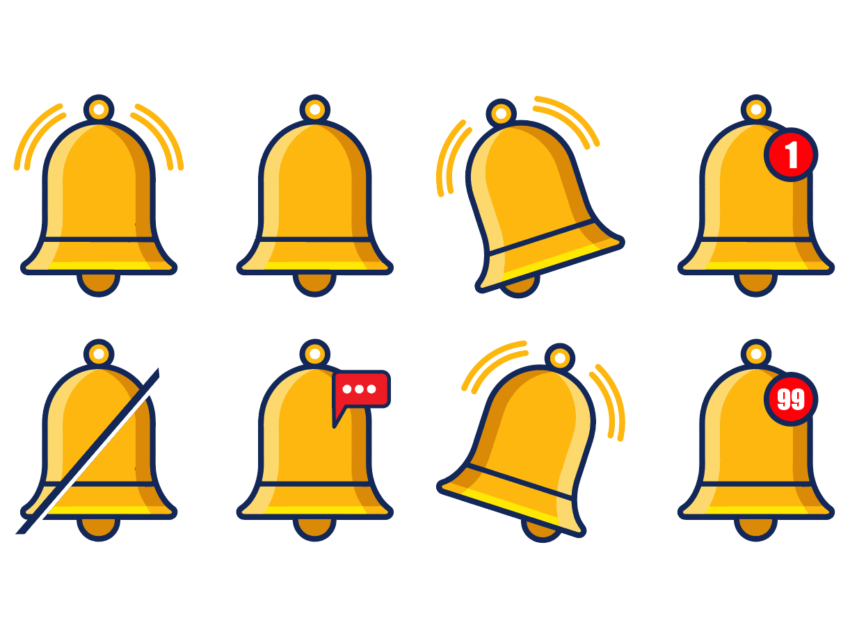 Colorful Notification Bell Icons Set