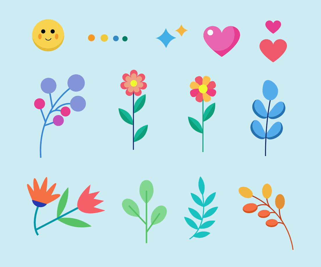 Lovely floral element collection with flat design