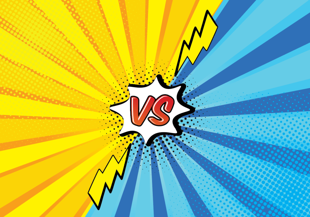 VS comic background. Pop art versus pattern with halftone. Superhero dotted