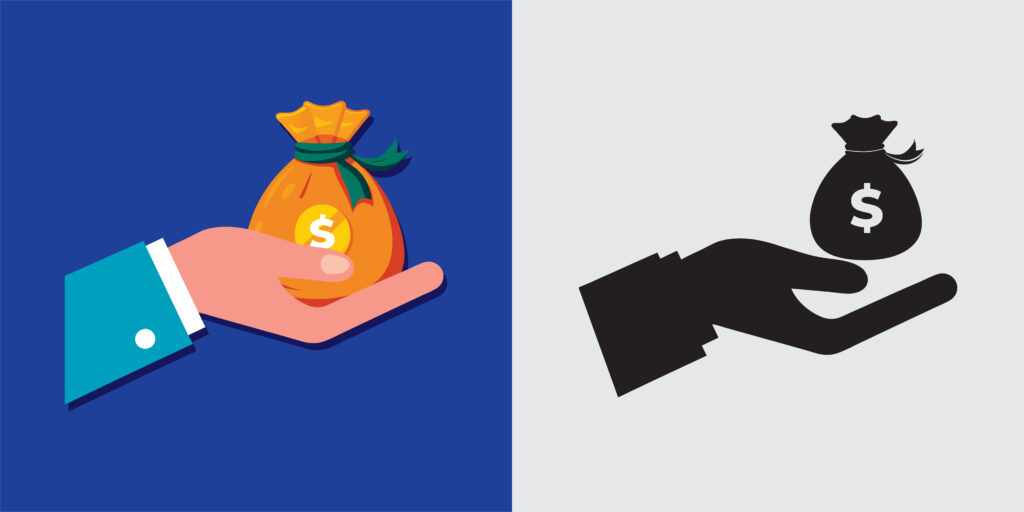 Hand Giving Money to Another Hand Icon Free Vector Illustration for Donations and Financial Transactions